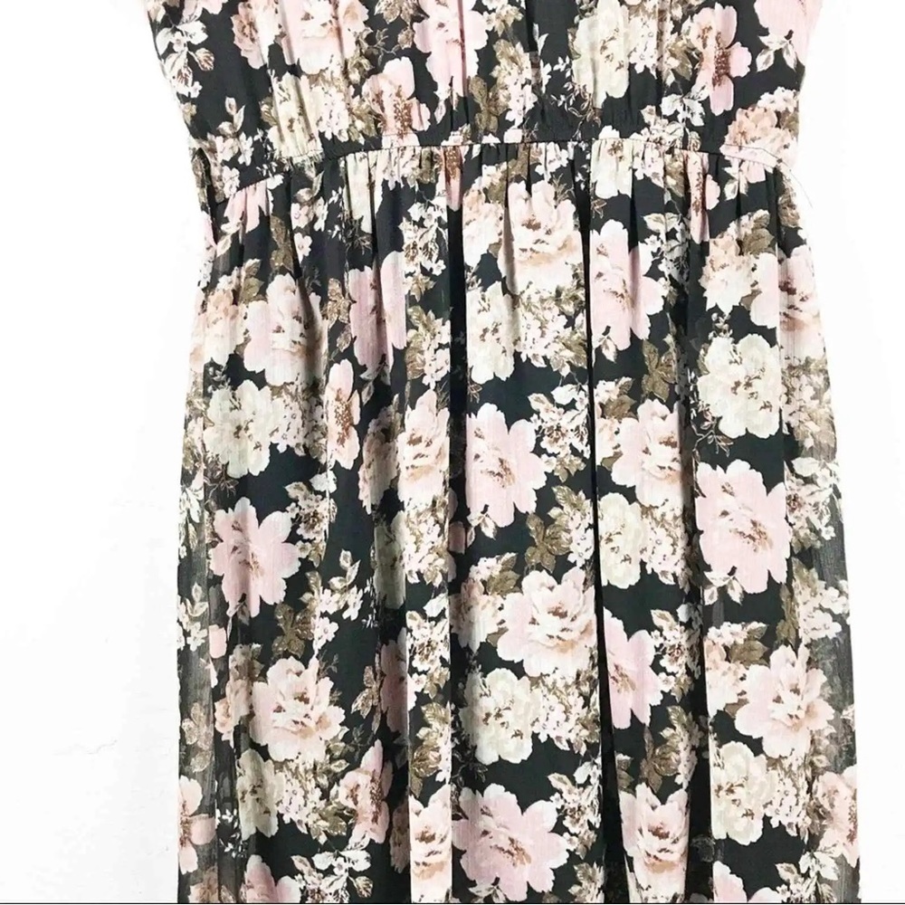 Band of Gypsies Women's Floral V-Neck Midi Dress Black Pink - Picture 13 of 14